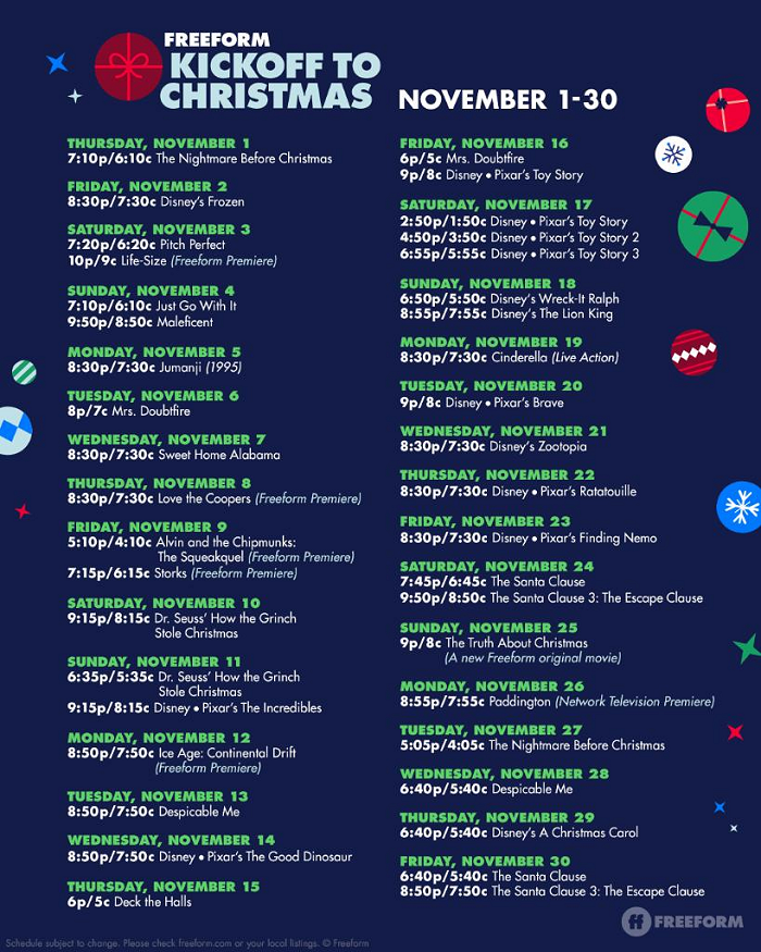 Freeform's Kick Off to Christmas 2018 Schedule