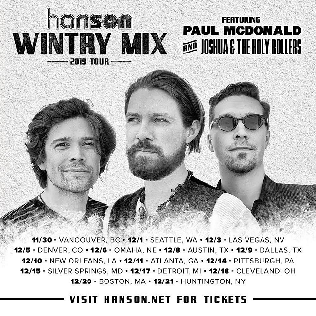 Hanson Announces 2019 Wintry Mix Concert Tour
