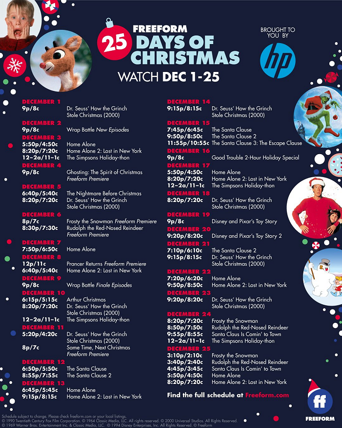 Freeform Announces the 25 Days of Christmas 2019 Schedule!