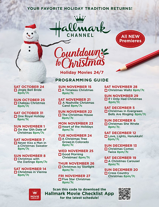 Hallmark Channel 'Countdown to Christmas' 2020 Programming Guide