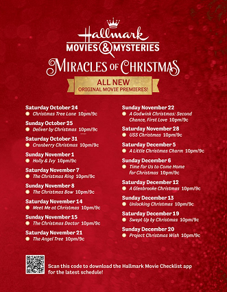 Hallmark Movies & Mysteries 'Miracles of Christmas' 2020 Programming Guide
