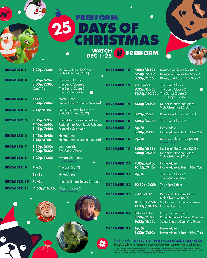 Freeform Reveals the '25 Days of Christmas' 2020 Schedule!