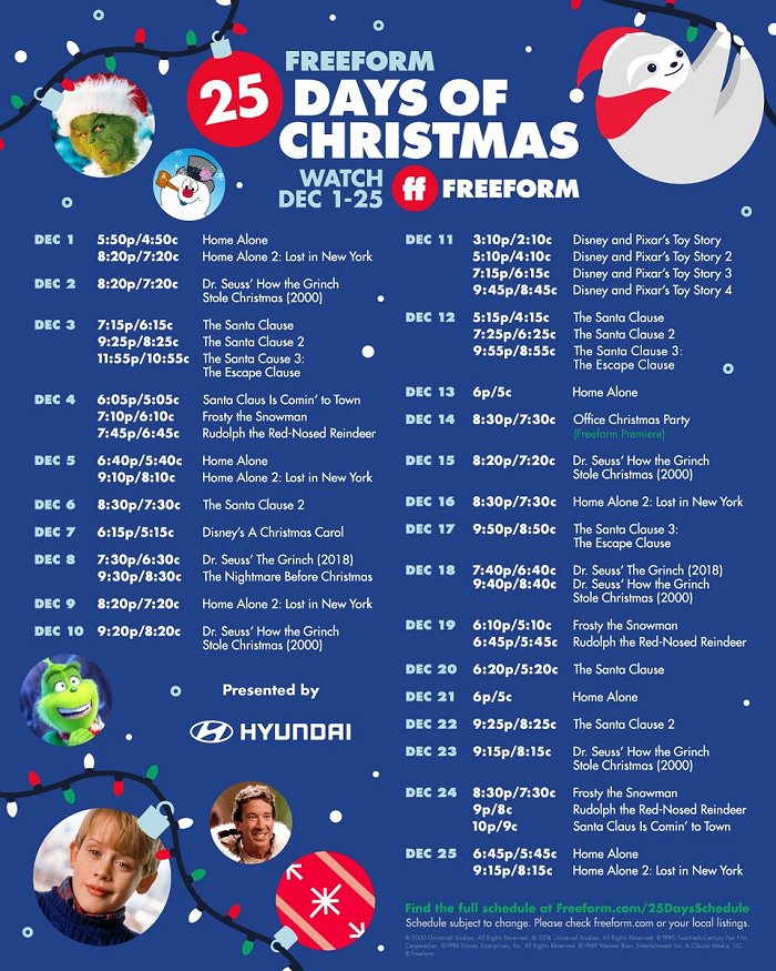Freeform Announces the 25 Days of Christmas 2021 Schedule